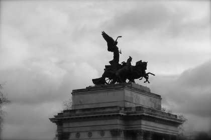 The Quadriga on top of Wellington Arch, Peace descending on the four-horse chariot of War