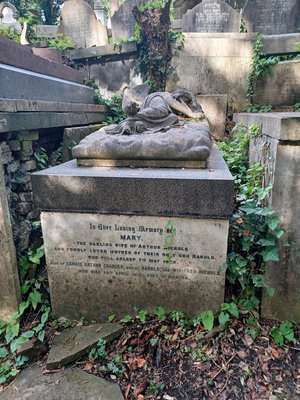 Nineteenth-century tombs under trees in the West Cemetery at Highgate